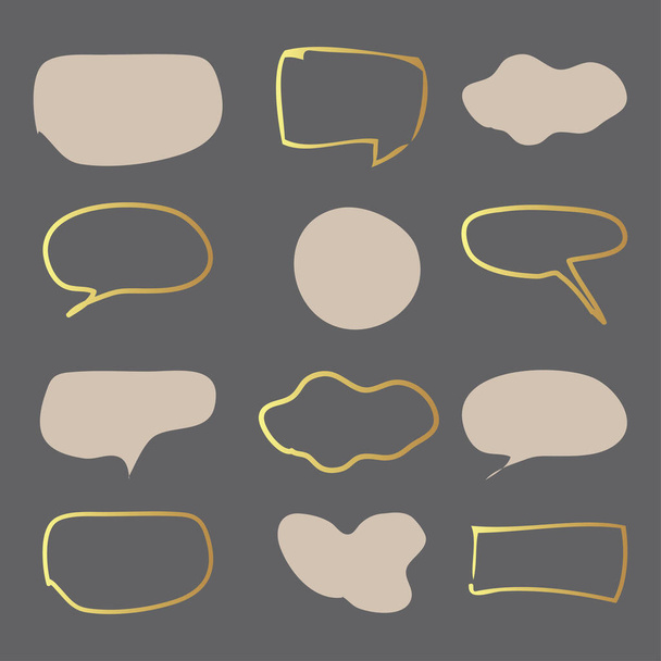 Hand drawn set of speech bubbles. Vector doodle objects. Modern background - ベクター画像