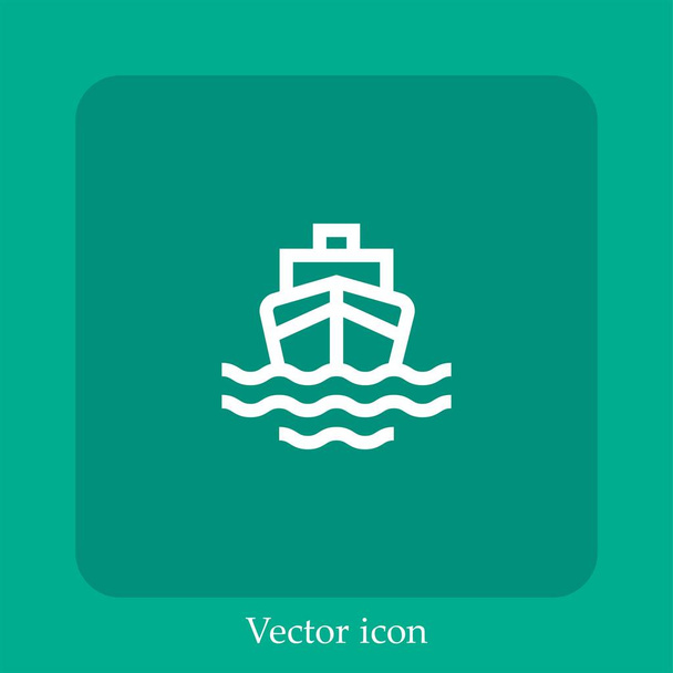 hajó vektor ikon lineáris ikon.Vonal szerkeszthető stroke - Vektor, kép