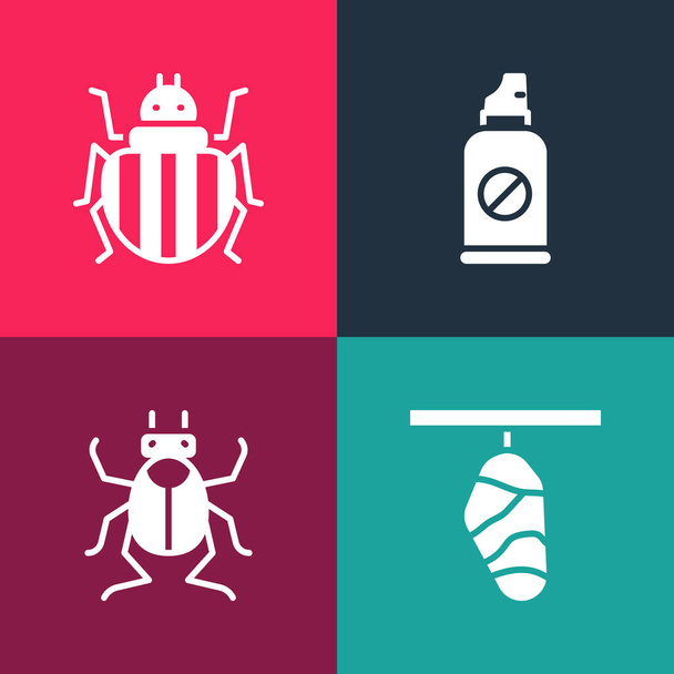 Начнем с поп-арта Baby fly cococoon, Beetle bug, Faby против насекомых и колорадского жука. Вектор. - Вектор,изображение