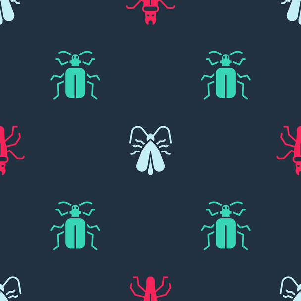 Set Termite, Clothes moth and Chafer beetle on seamless pattern. Vector. - Вектор, зображення
