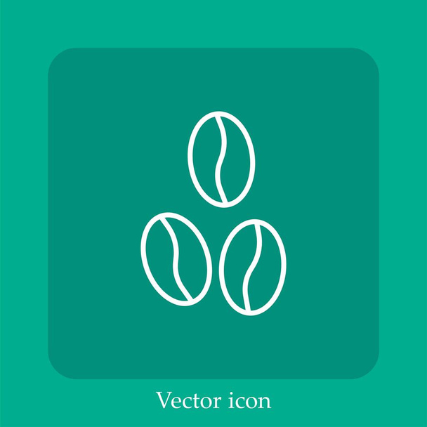 Кофе бобы векторный значок linear icon.Line с редактируемым штрихом - Вектор,изображение