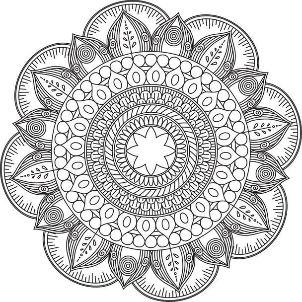Patrón circular Mandala Zentangle Henna Mehndi tatuaje, decoración círculo vector Clipart flor floral decorativo étnico oriental estilo para colorear libro página ilustración ornamento ornamental - Vector, Imagen