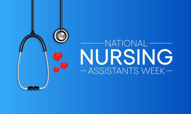 Щотижня в червні спостерігаються національні медсестри, головна роль ЦНК полягає в тому, щоб забезпечити базовий догляд для пацієнтів і допомогти їм у повсякденній діяльності. Векторна ілюстрація. - Вектор, зображення