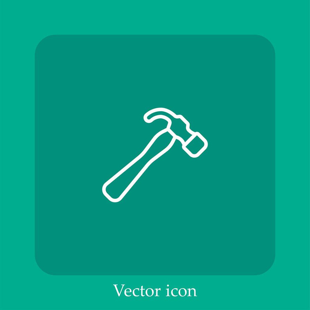 иконка вектора молота linear icon.Line с редактируемым штрихом - Вектор,изображение