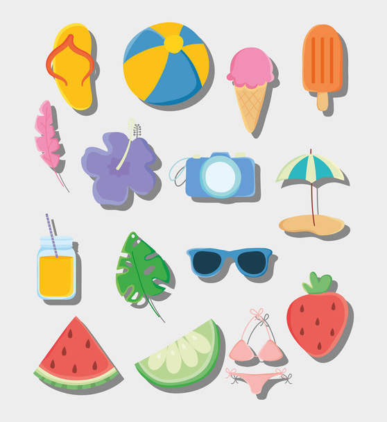 summer icons set - Vektor, Bild
