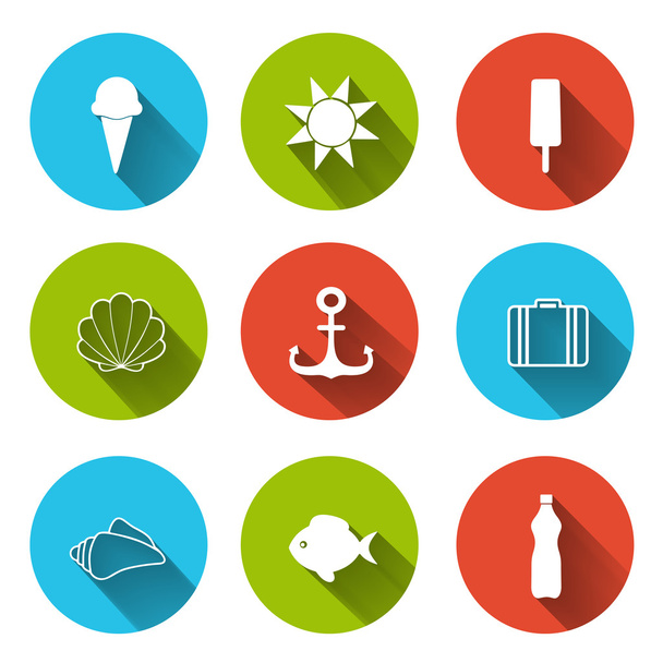 Volume colorful summer icons - Vector, afbeelding