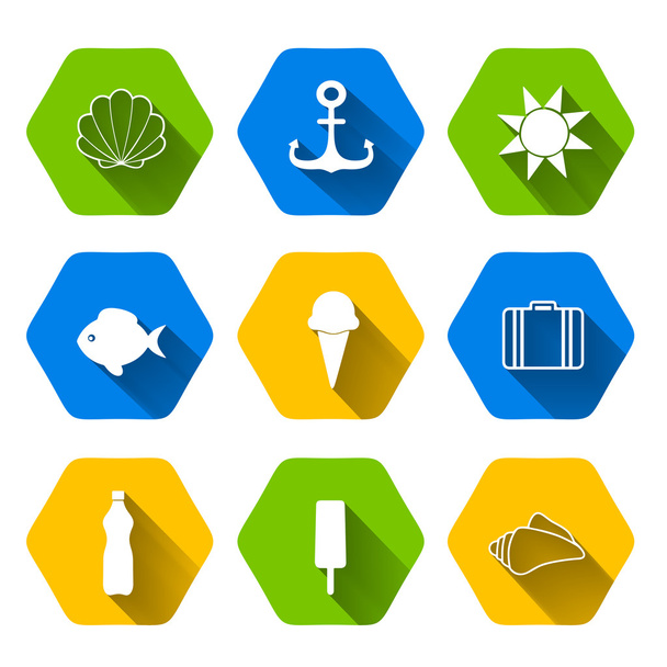 Volume colorful summer icons - Vector, Image