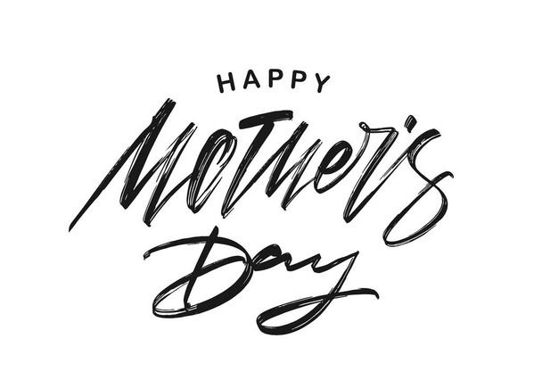 Handwritten textured lettering of Happy Mothers Day isolated on white background. - Vektör, Görsel