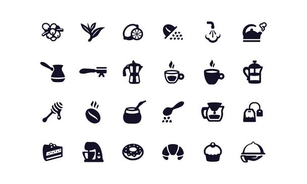Té, Café y Panadería - conjunto de iconos - Vector, Imagen