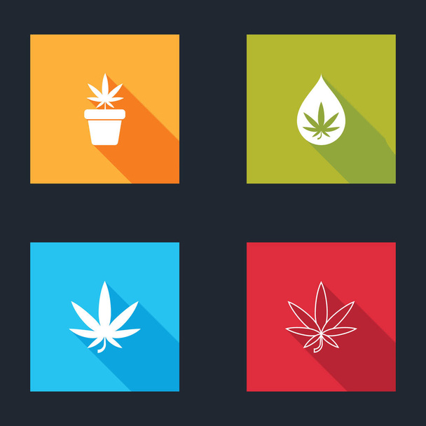Définir la plante de marijuana en pot, ou huile de feuille de cannabis, et l'icône. Vecteur. - Vecteur, image