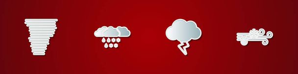 Conjunto Tornado, Nube con nieve y lluvia, Tormenta y Viento icono. Vector. - Vector, imagen