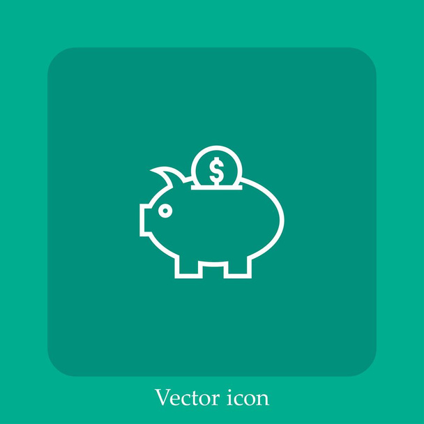 piggybank vektor ikon lineáris ikon.Vonal szerkeszthető stroke - Vektor, kép