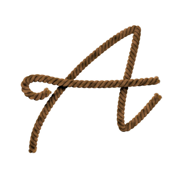 Kötött kötélszöveg betűtípus A betű - Fotó, kép
