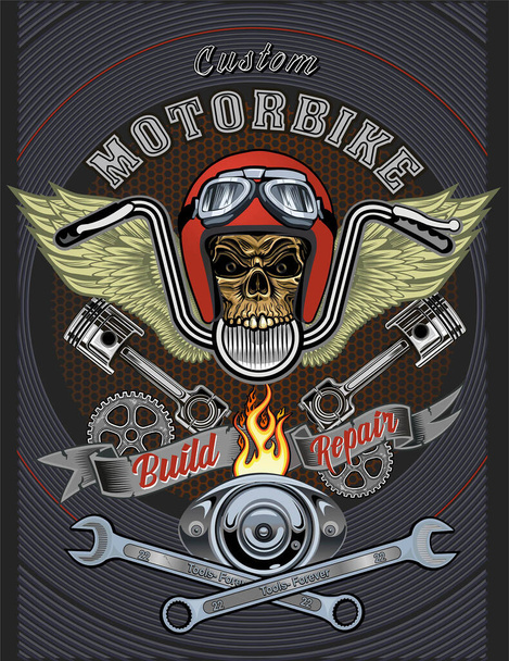 ilustracja zabytkowej etykiety motocyklowej - Wektor, obraz