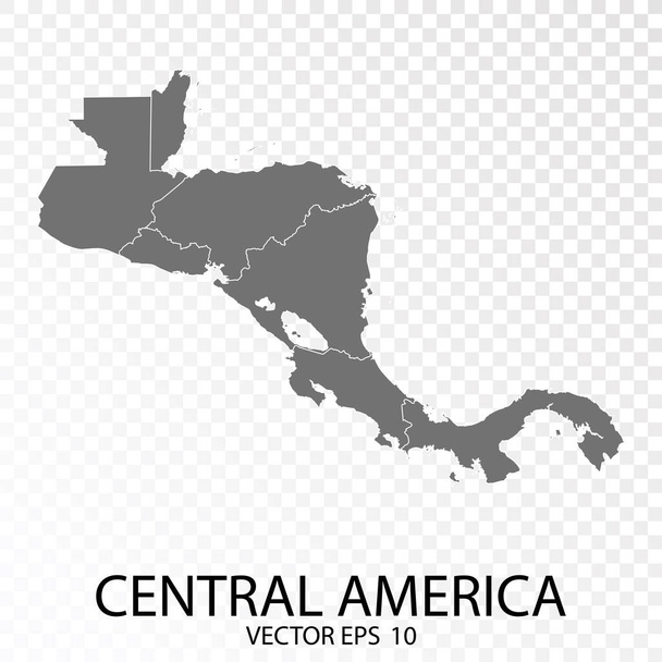 Transparant - Hoge gedetailleerde grijze kaart van Midden-Amerika. Vector Eps 10. - Vector, afbeelding