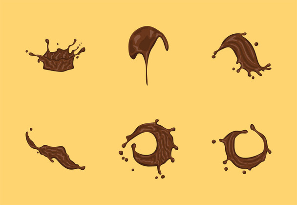 zes vloeibare chocolaatjes - Vector, afbeelding
