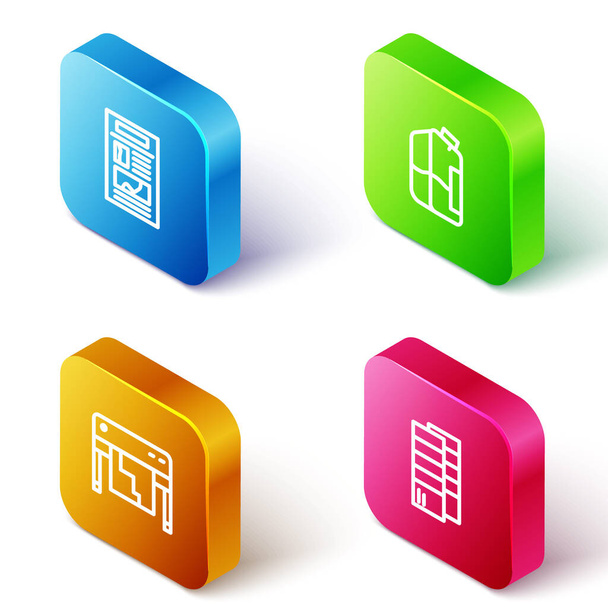 Set Isometric line News, Printer ink bottle, Plotter and Pantone icon. Vector - Vector, Image