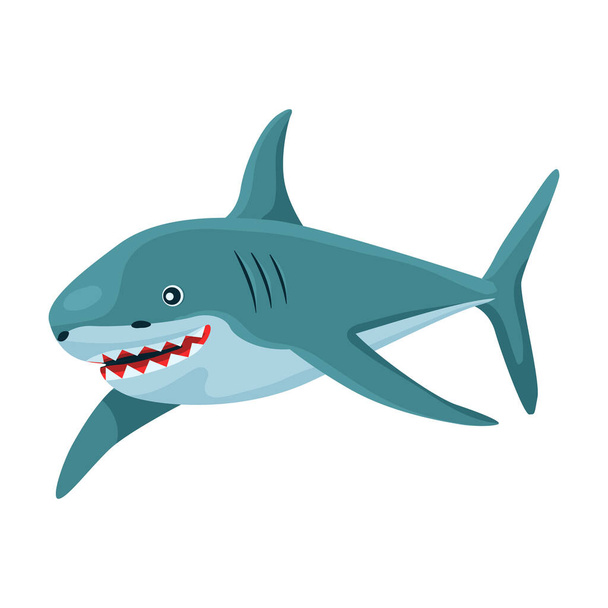 Καρχαρίας εικονογράφηση διάνυσμα κινουμένων σχεδίων διάνυσμα ψάρια της θάλασσας. Μεμονωμένη απεικόνιση εικονιδίου καρχαρία σε λευκό φόντο. - Διάνυσμα, εικόνα