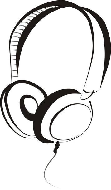 Head phones icon in black lines - Vektör, Görsel