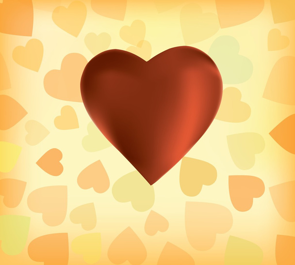 twee silken harten op de gele achtergrond - Vector, afbeelding