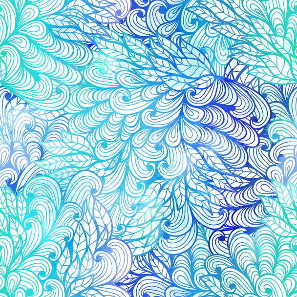 Seamless floral grunge  blue gradient pattern - Vector, Imagen