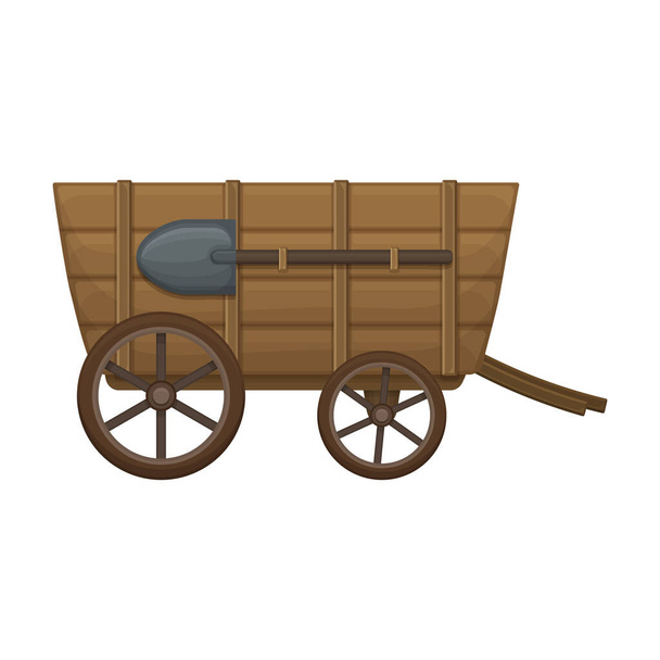 Wild West Wagon karikatura vektorové ikony.Cartoon vektorové ilustrace starý kočár. Izolované ilustrace ikony divokého západního vozu na bílém pozadí. - Vektor, obrázek