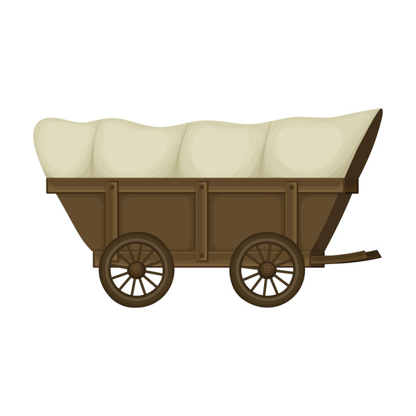 Wild West Wagon karikatura vektorové ikony.Cartoon vektorové ilustrace starý kočár. Izolované ilustrace ikony divokého západního vozu na bílém pozadí. - Vektor, obrázek