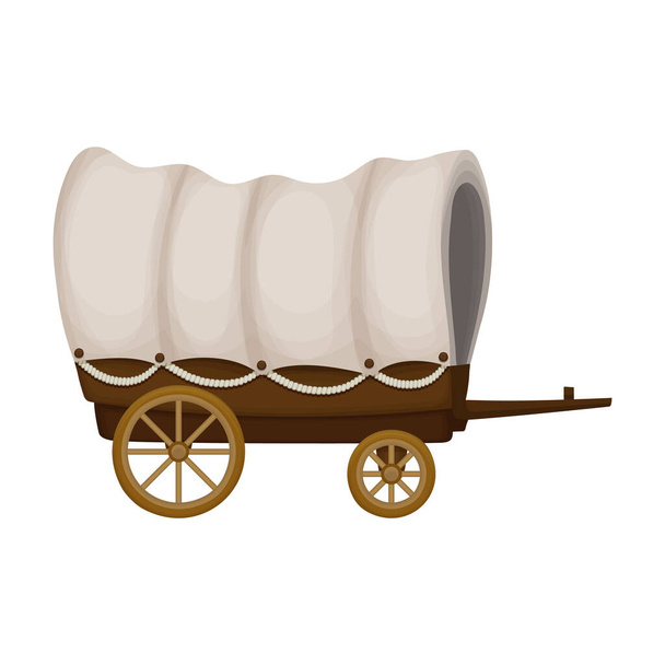 Wild west wagon cartoon vector icon.Cartoon vector ilustración carruaje viejo. Ilustración aislada del icono de la carreta salvaje del oeste sobre fondo blanco. - Vector, imagen