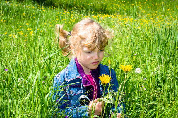 girl and flowers - Фото, зображення