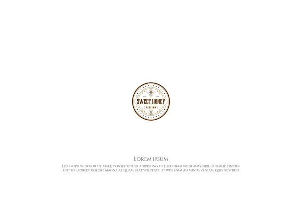 Retro Hipster Hand Drawn Bee for Honey Farm Product Label Logo Design Vector - Vektor, obrázek