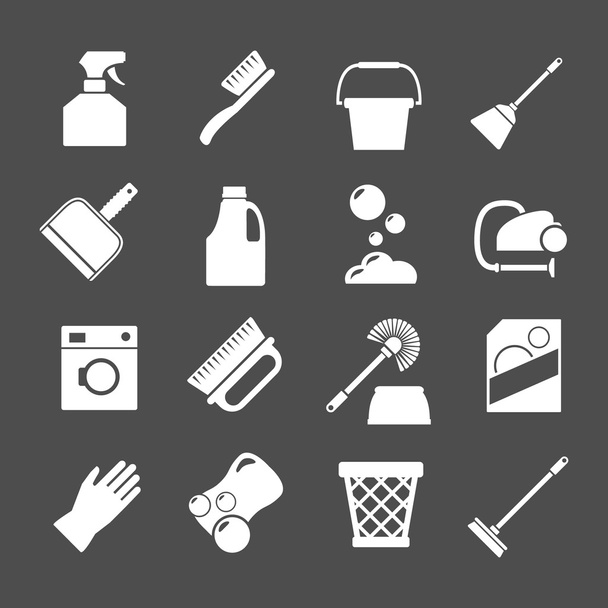 Set icons of cleaning - Vector, Image