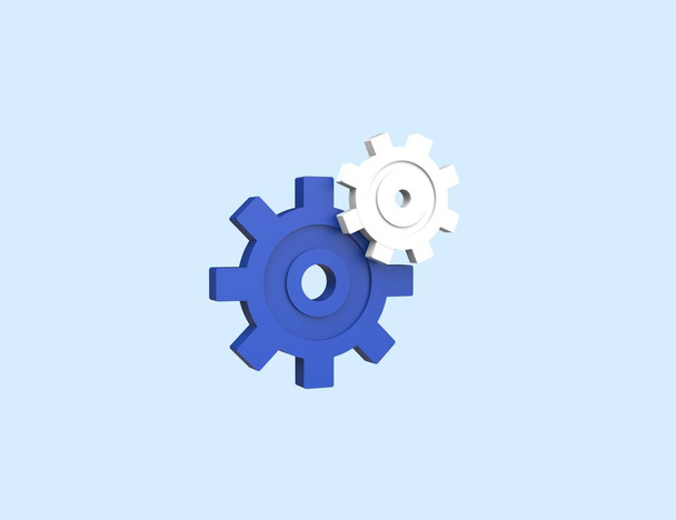 Icono del modelo de renderizado 3D engranaje aislado fondo azul - Foto, Imagen