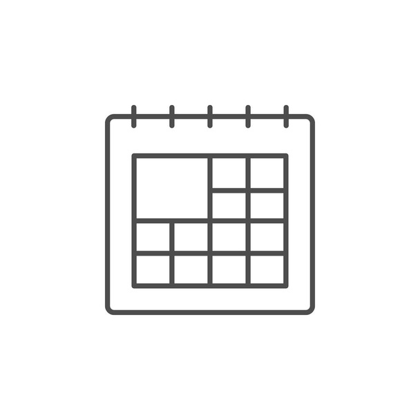 Calendar line icon or planning symbol isolated on white - Vector, Image