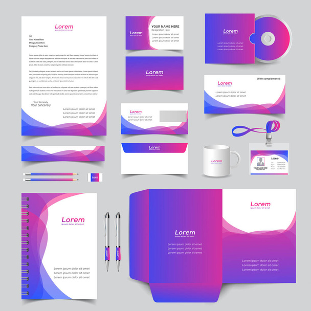 Corporate identity template with digital elements. Vector company style for brand book and guideline. - Vector, Image