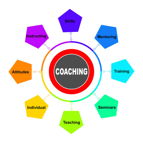Diagram koncepció coaching szöveg és kulcsszavak. EPS 10 izolált fehér alapon - Vektor, kép
