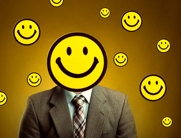 Businessman with smiley face instead of head - Photo, Image
