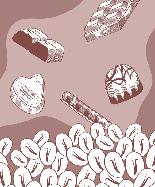 chocolates and seeds - Vector, Image
