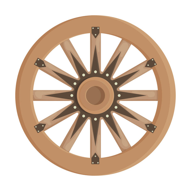 Wooden wheel cartoon vector icon.Cartoon vector illustration wagon. Isolated illustration of wooden wheel of wagon icon on white background. - Vector, afbeelding