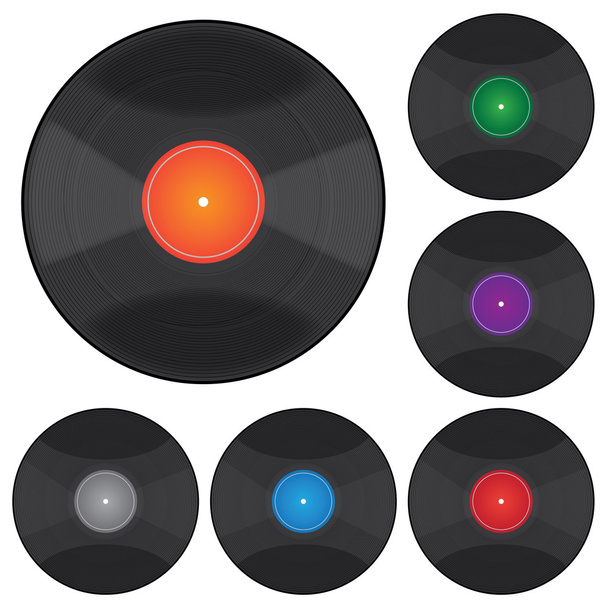 afbeelding van verschillende kleurrijke records geïsoleerd op een witte achtergrond. - Vector, afbeelding