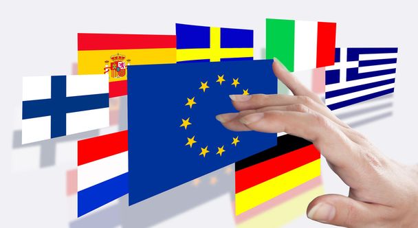 Direction fingers on the EU flag - Photo, Image