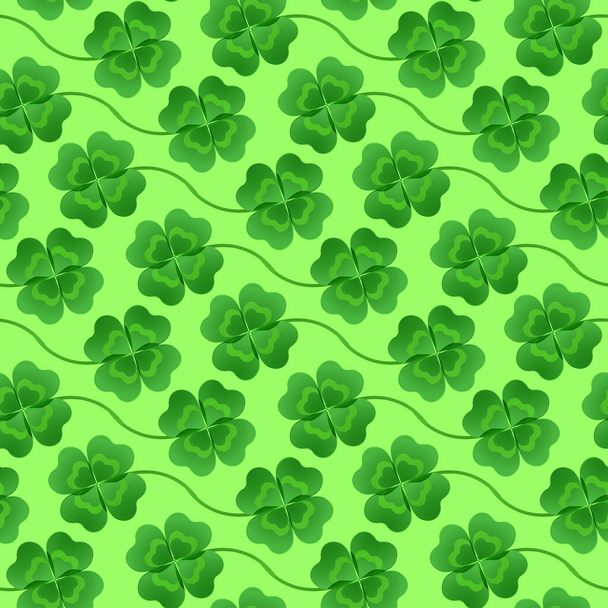 Four-leaf clover arranged in diagonal stripes for decoration for the feast of St. Patrick. Vector illustration. - Vector, Image
