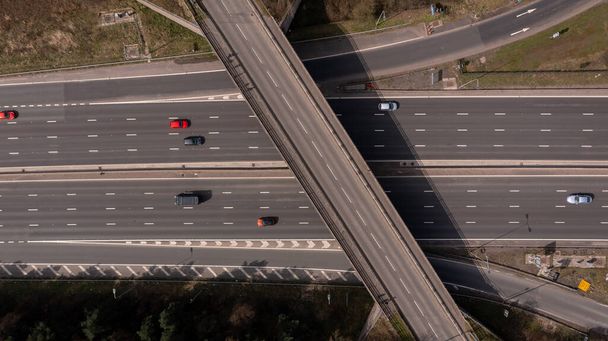 Aerial view of the M62 going towards Leeds, West Yorkshire, UK - Photo, Image