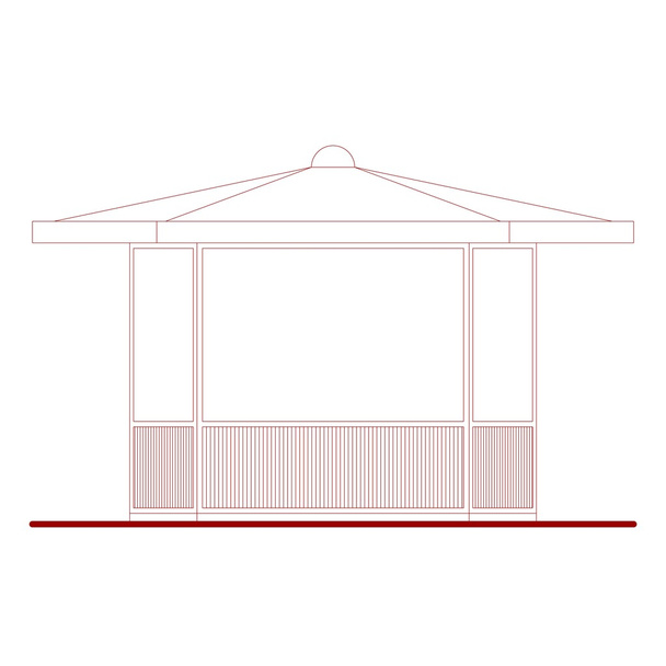 Desenho arquitetônico de um quiosque ou dehors bar ao ar livre (com base em meus próprios desenhos
) - Foto, Imagem