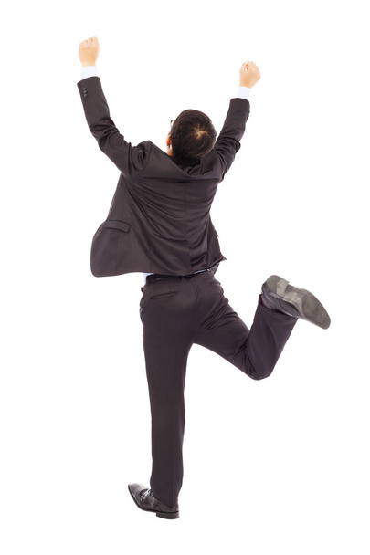 excited businessman raising hands to celebrate - Photo, image