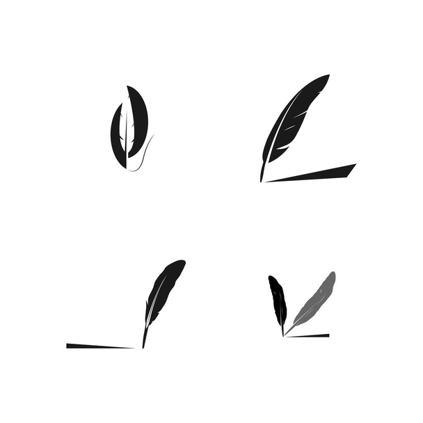 feather pen logo stock illustration design - Vector, Image