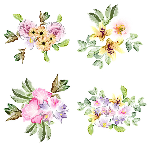 vector pattern with colorful flowers. design for textile and scrapbook - Vektör, Görsel