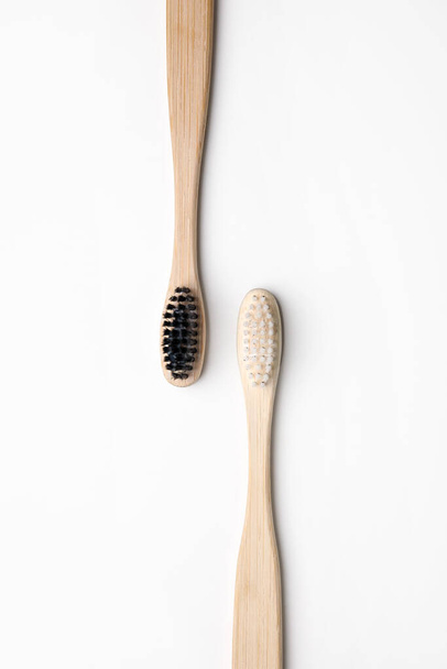 Tooth brushes on white background - Foto, Imagen