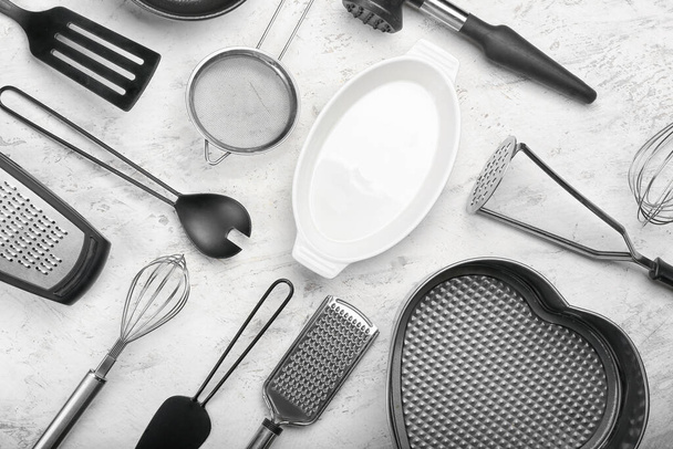 Set of kitchen utensils on light background - Foto, Imagem