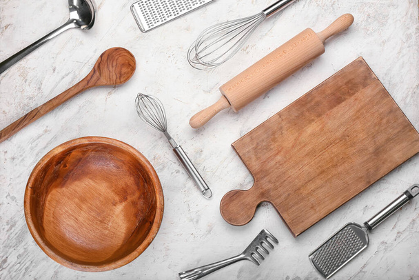 Set of kitchen utensils on light background - Photo, Image