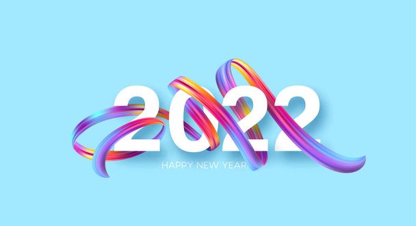Nagłówek kalendarza 2022 liczba na kolorowe abstrakcyjne pociągnięcia pędzla kolor tła. Szczęśliwego 2022 Nowy rok kolorowe tło. Ilustracja wektora - Wektor, obraz